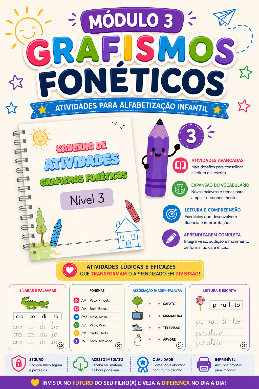 Módulo 3 — Atividades avançadas, expansão do vocabulário, leitura e compreensão